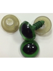 Глазки винтовые круглые «Кошачий глаз» 14 мм зеленый, пластиковый на шайбе